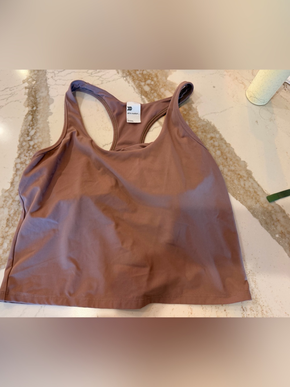 all in motion Mauve Brown Ribbed Racerback Sports Bra Tank